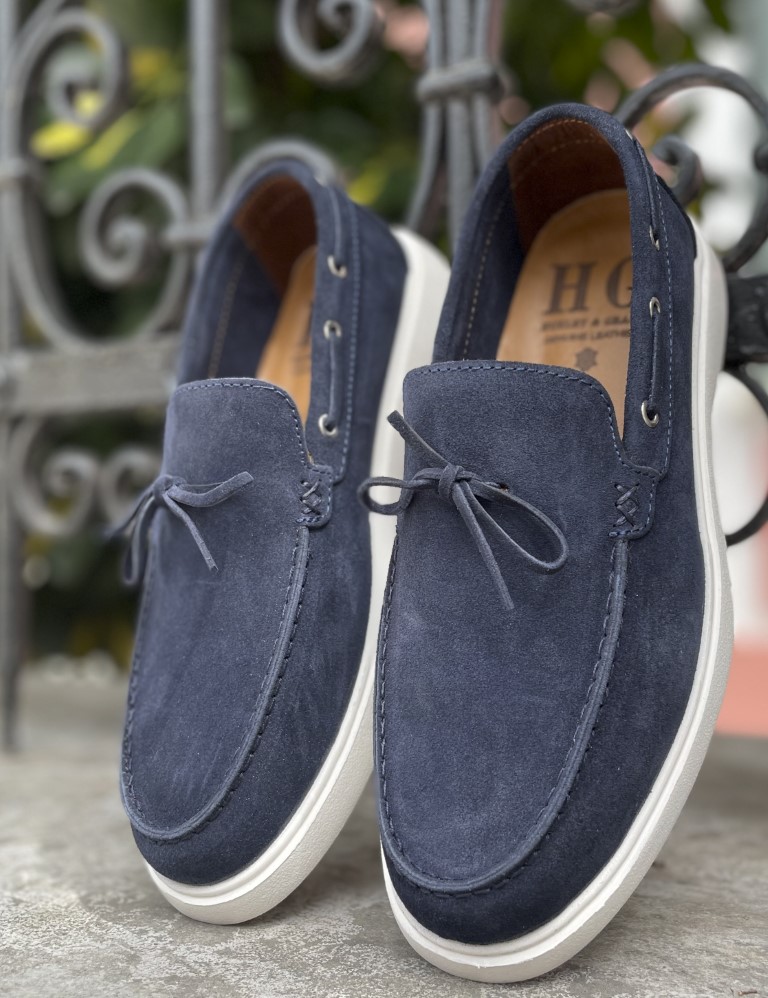 Huxley and Grace ανδρικά μπλε δερμάτινα loafers με κορδόνι HG174193 φωτογραφία